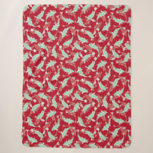 Manta Sherpa Patrón rojo y verde - Koi Fish