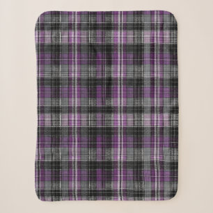 Manta Sherpa Patrón ruso morado de tartán negro