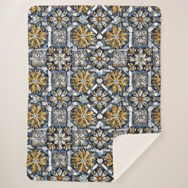 Manta Sherpa Patrón simétrico de copos de nieve (Anverso)