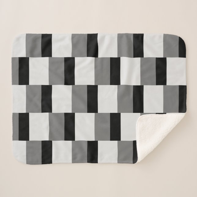 Manta Sherpa Patrón simple negro y gris (Anverso (horizontal))