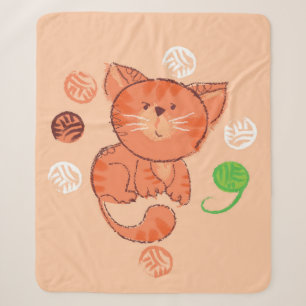 Manta Sherpa Patrón sin fisuras del gato de juguete rojo Kiddy