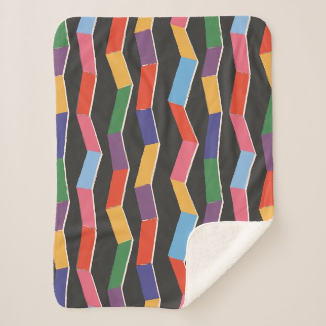 Manta Sherpa Patrón sin fisuras del zig abstracto del arcoiris, (Anverso)