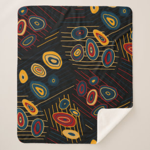Manta Sherpa Patrón sin foco con garabatos abstractos modernos.