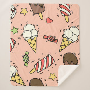 Manta Sherpa Patrón sin foco con helados y ollipops lindos