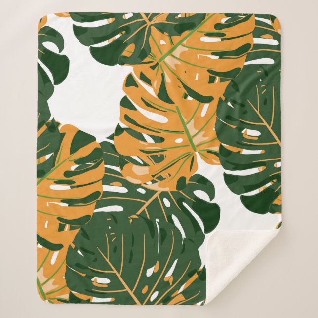 Manta Sherpa Patrón sin foco con la selva tropical hawaiana. Re (Anverso)