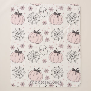 Manta Sherpa Patrón sin foco de Halloween rosa Pastel