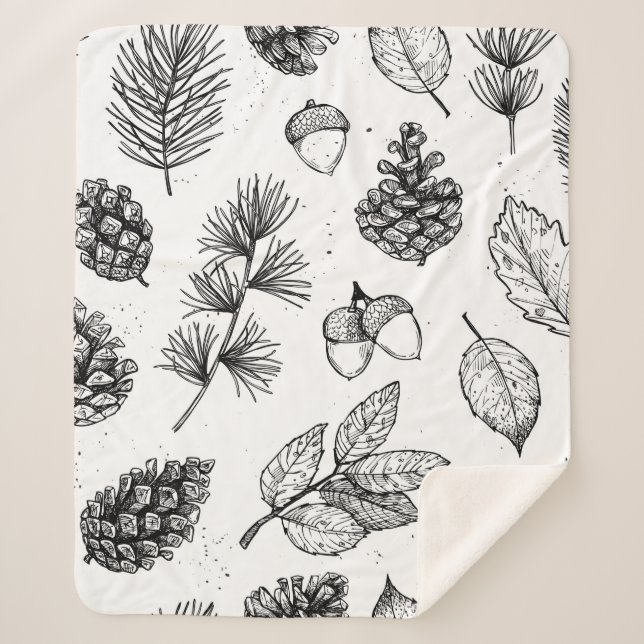 Manta Sherpa Patrón sin foco. Ilustraciones pintados a mano (Anverso)