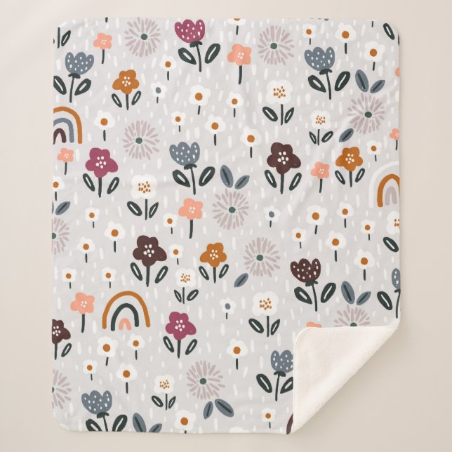 Manta Sherpa Patrón sin soldadura con arcos florales y arcos de (Anverso)