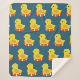 Manta Sherpa patrón sin soldadura de pato de goma amarillo. Ilu