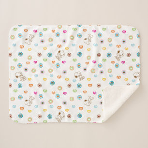 Manta Sherpa Patrón Snoopy Colorful Hearts