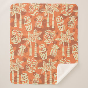 Manta Sherpa Patrón Tiki Retro Moderno de Mitad de Siglo