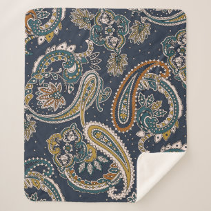 Manta Sherpa Patrón tradicional de paisley indio sobre fondo
