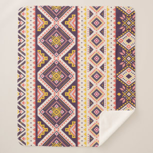 Manta Sherpa Patrón tribal azteca rayado, geométrico.