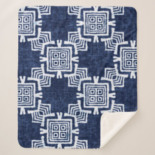 Manta Sherpa Patrón tribal de color denim sin fisuras