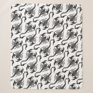 Manta Sherpa Patrón Tribal de Escorpión Blanco y Negro