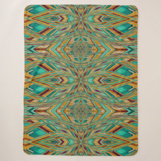 Manta Sherpa Patrón tribal ikat de oro y turquesa