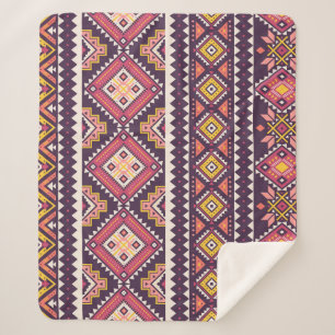 Manta Sherpa Patrón tribal rayado, geométrico sin costuras.