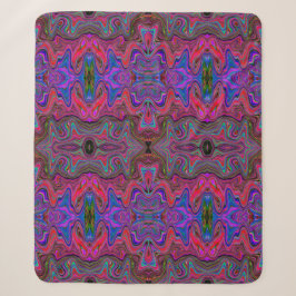 Manta Sherpa Patrón Trippy rojo azul ondulado y arcoiris