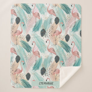 Manta Sherpa Patrón tropical de flamenco acuático