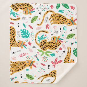 Manta Sherpa Patrón tropical de leopardos tribales infantiles