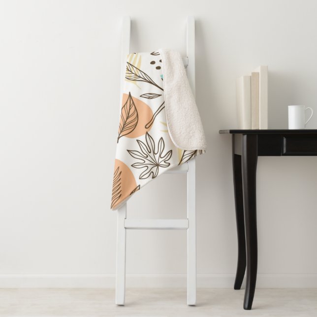 Manta Sherpa Patrón tropical de verano dibujado a mano (In situ)