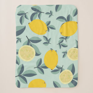 Manta Sherpa Patrón tropical sin soldadura con limones amarillo