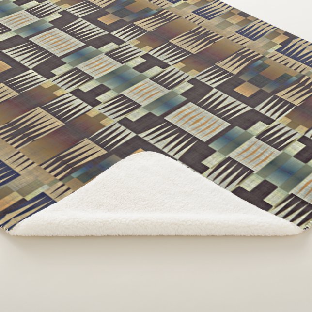 Manta Sherpa Patrón verde azulado de arte tribal gris azul taup (3/4)