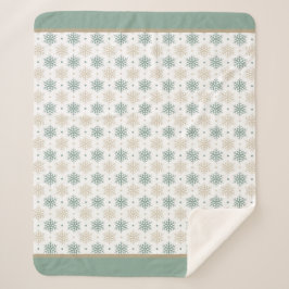 Manta Sherpa Patrón verde azulado de copos de nieve