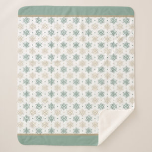 Manta Sherpa Patrón verde azulado de copos de nieve