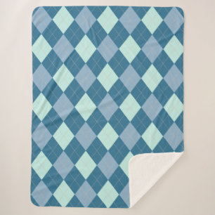 Manta Sherpa Patrón Vintage Argyle Azul