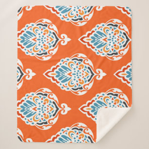 Manta Sherpa Patrón vintage de damasco festivo, diseño elegante