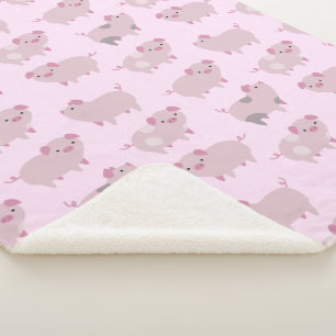 Manta Sherpa Patrón y monograma de pequeños lechones rosados