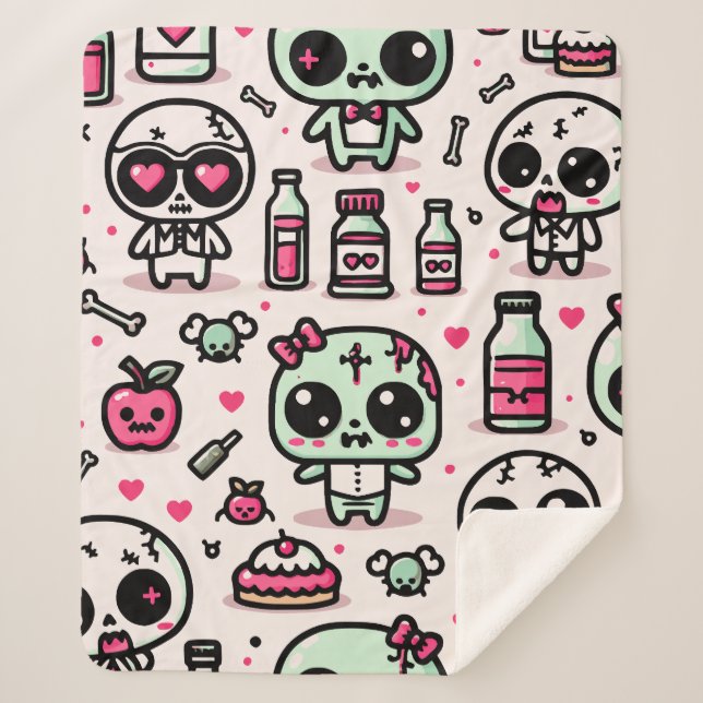 Manta Sherpa Patrón Zombie de Halloween Sherpa Blanket (Anverso)