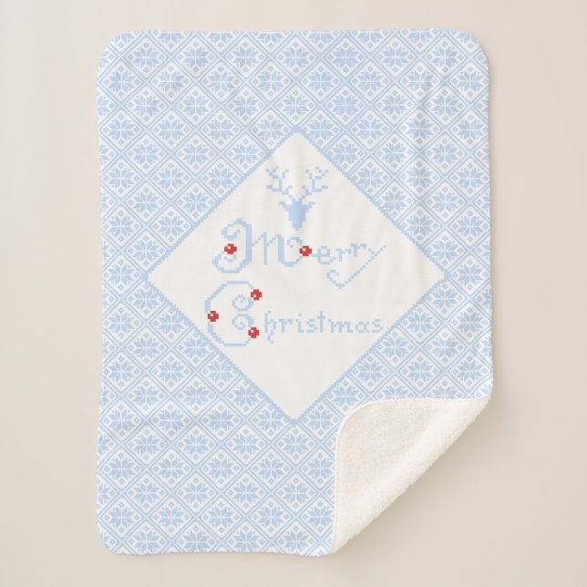 Manta Sherpa Patrones de copos de nieve navideños (Anverso)