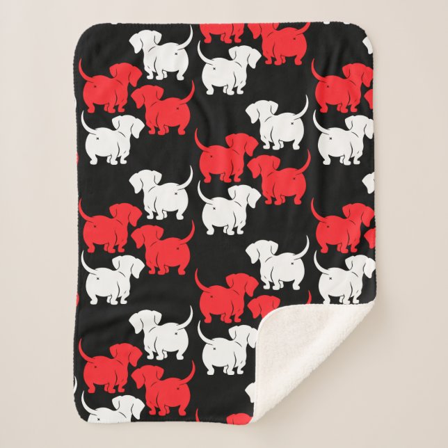 Manta Sherpa Patrones de perro de Dachshund alemanes (Anverso)