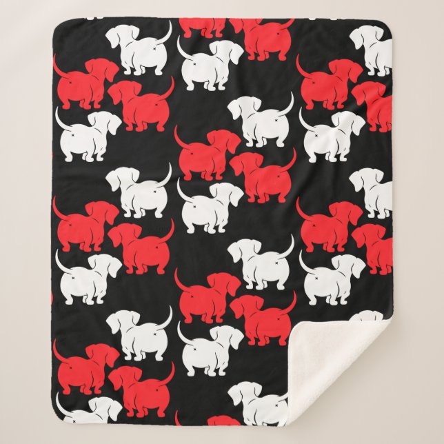 Manta Sherpa Patrones de perro de Dachshund alemanes (Anverso)