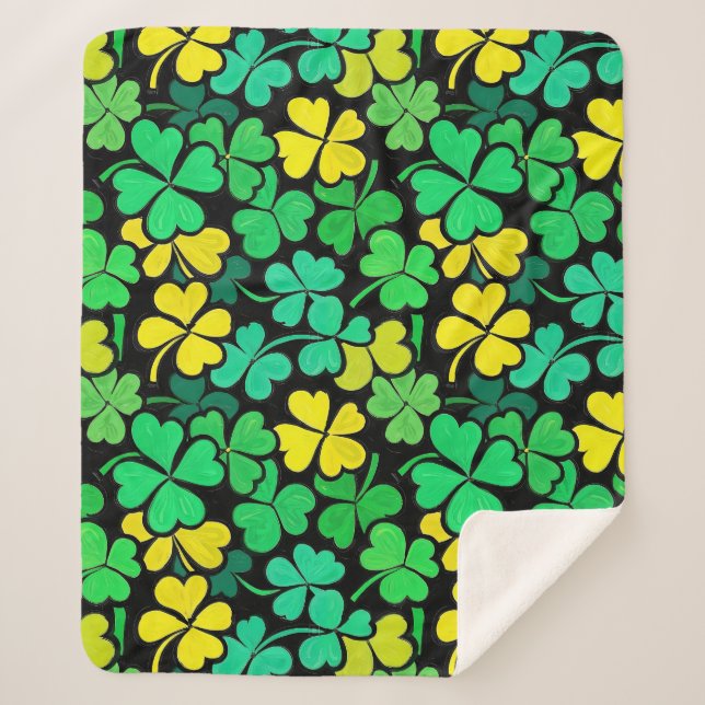 Manta Sherpa Pattern St. Patrick's Day Clovers (Anverso)