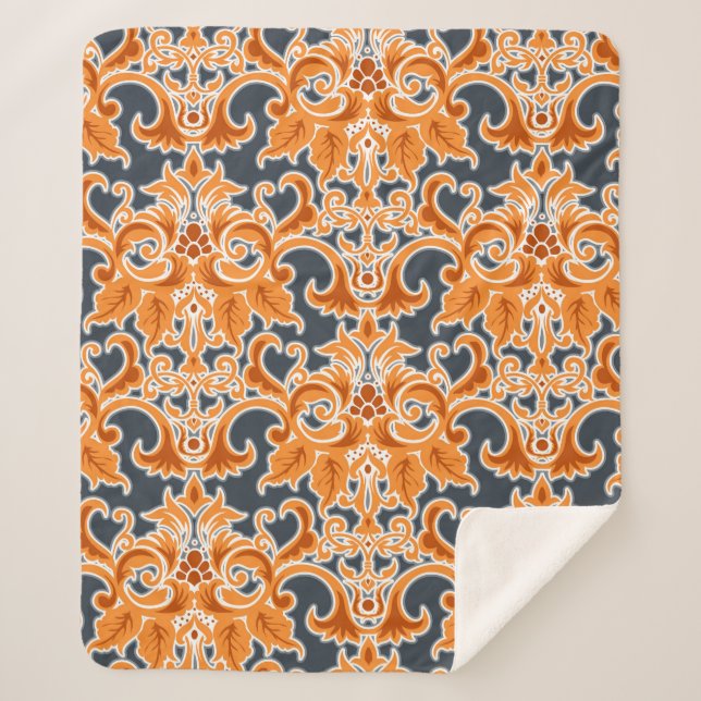 Manta Sherpa Patternab de fondo transparente amarillo con ornam (Anverso)