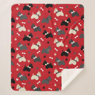 Manta Sherpa Paws y huesos aterradores escoceses rojos