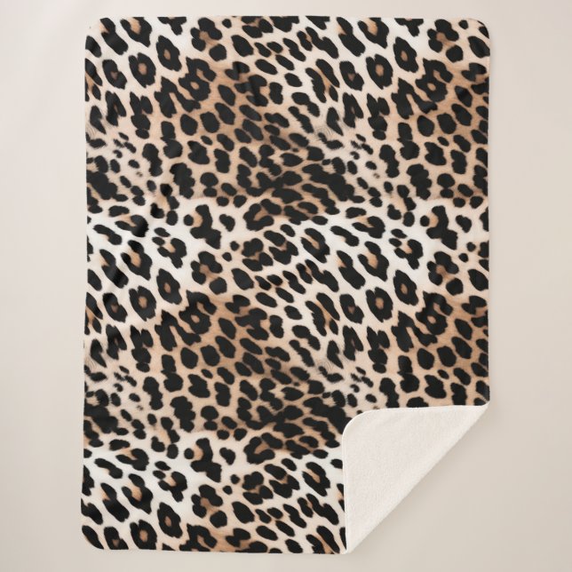 Manta Sherpa Peach Black Cream Leopard (Anverso)