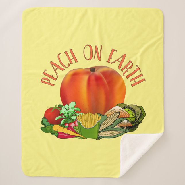 Manta Sherpa Peach on Earth Funny Navidades Pun (Anverso)