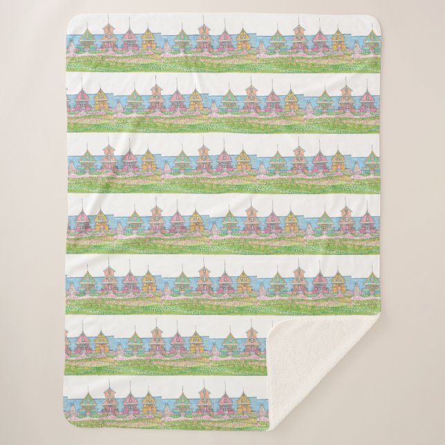 Manta Sherpa Peachy Cottages Sherpa Blanket (Anverso)