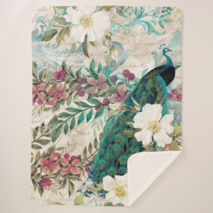 Manta Sherpa Peacock Peacocks Gran Sherpa Blanket