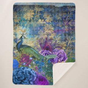 Manta Sherpa Peacock Peacocks Gran Sherpa Blanket