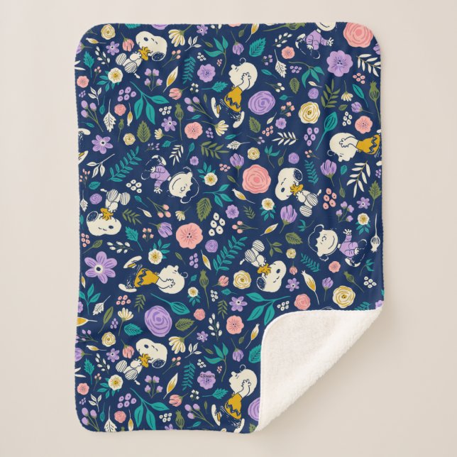 Manta Sherpa Peanuts In Bloom Pattern (Anverso)