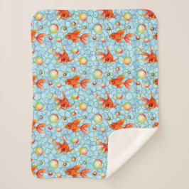 Manta Sherpa peces dorados y burbujas de jabón