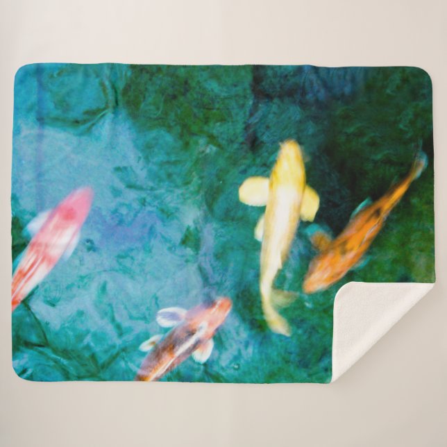 Manta Sherpa Peces Koi Coloridos (Anverso (horizontal))