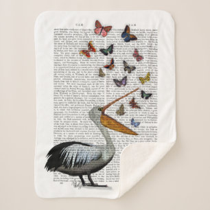 Manta Sherpa Pelícano y mariposas