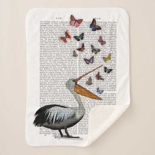 Manta Sherpa Pelícano y mariposas (Anverso)