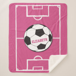 Manta Sherpa Pelota de fútbol personalizada y rosa de campo